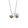 thumbnail image 2 of Delight Jewelry Silvertone Large Enamel Bumble Bee Silvertone Script Initial Disc - & - Charm Necklace, 20"+3", 2 of 4