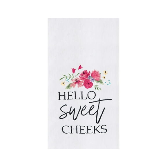 "Hello Sweet Cheeks" Embroidered 100% Cotton Flour Sack Valentine's Day Dishtowel