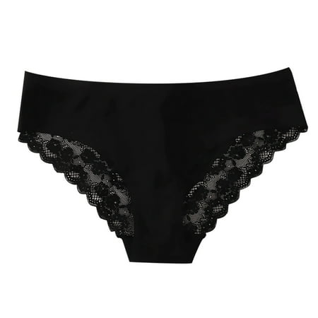 Bigersell Cotton Underwear Women Clearance Leakproof Underwear Women Boyshort Thongs Panty Style P-1452 Cotton Plus Size Panties Lace Thong Briefs Mid Waist Women Cheeky Panties Black XL