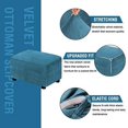 thumbnail image 3 of SHILIU-Real Velvet Plush 1 Piece Form Fit Stretch Rectangle Folding Storage Covers Ottoman Slipcovers Removable Footstool Protect Footrest Covers Elastic Bottom, Machine Washable(X-Large, Peacock Blu, 3 of 4