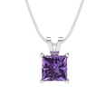 thumbnail image 2 of 3.0 ct Brilliant Princess Cut Solitaire Alexandrite 18K White Solid Gold Everyday Affordable Designer Necklace Pendant with 18" Chain, 2 of 6