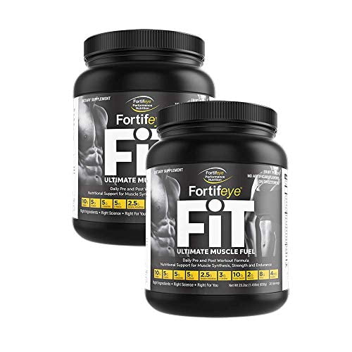 Fortifeye Vitamins FiT Pre or Post Workout, Easy Mix Powder, No Artificial Flavors or Sweeteners, L Glutamine, Creatine, BCAAs, 46.4 oz, Fruit Punch
