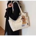 thumbnail image 3 of Fashion New Foldable Casual Style School Large Capacity Shopping Bag Handbag Bear Shoulder Bag Casual Shoulder Bag BLACK, 3 of 8