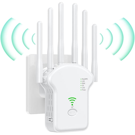 YS-yalot Wifi Extender Signal Booster for Home - Internet Extender Wifi Booster Up to 1200Mbps(11800Sq.Ft) Dual Band 5Ghz & 2.4Ghz - Easy Set Up Wifi Repeater with Ethernet Port & Ap Mode