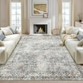 thumbnail image 4 of Twister.CK Vintage Floral Distressed Area Rug, 9' x 12' Washable Rugs Stain Resistant Indoor Carpet with Non-Slip Backing for Bedroom Living Room Dining Room, Blue, 4 of 9