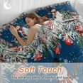 thumbnail image 4 of Christmas Snowman Duvet Cover Set Queen Size, Pine Tree Leaf Deer Xmas Balls Navy Blue 4 Piece Soft Microfiber Bedding Set with 1 Duvet Cover, 1 Flat Sheet, 2 Pillowcases, 4 of 9
