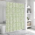 thumbnail image 6 of Botanical Rose Bud Bathroom Shower Curtains with 12 Hooks Waterproof Shower Curtain for Stalls and Bathtubs Vintage Mint Green Floral Leaves Farmhouse Decorative Bathroom Curtain 54x78 Inches, 6 of 9