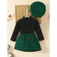 thumbnail image 3 of Suealasg Kids Girl Fall Skirt Outfits Long Sleeve Mock Neck Tops + Houndstooth Skirt + Hat Set 6M 1T 2T 3T Toddler Baby Girl 3 Piece Autumn Party Clothes, 3 of 9
