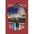 thumbnail image 4 of Santa Monica, California, Pier at Night, Contour (Canvas Deluxe Tote Bag, Faux Leather Handles & Zip Pocket), 4 of 4