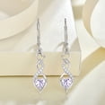 thumbnail image 3 of PYNZY Infinity Heart Dangle Earrings for Women, 925 Sterling Silver Created Alexandrite Birthstones Leverback Earrings for Mother's Day Prom Jewelry Gifts, 3 of 6