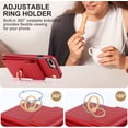 thumbnail image 5 of REQO Phone Case for iPhone 7plus 8plus 7/8 Plus Wallet Cover with Tempered Glass Screen Protector and RFID Blocking Ring Stand Card Holder Cell i Phone7s 7s + 7+ 8s 8+ Phones8 7p 8p Women Men Red, 5 of 6
