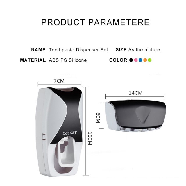 Dispensador automático de pasta de dientes, soporte de pared a prueba de polvo para cepillos de dientes, estante de almacenamiento de montaje en pared, juego de accesorios de ba?o, exprimidor ZefeiWu 1327533439176