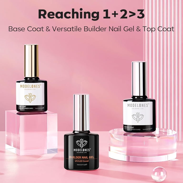 Modelones Top Coat Builder Gel Set, Nude Pink, 10 ml photo 8
