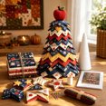 thumbnail image 4 of Back to School DIY Quilted Tree Sewing Kit, Fabric Patchwork Tree Craft Set with Foam Cone & Guidebook, Apple Topper Tabletop Ornament for Classroom Home Decor 20CM, 4 of 4