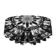 thumbnail image 5 of Black White Tie Dye Mandala Pattern Round Tablecloth 60"x60",Wrinkle Wipeable Table Cloth for Kitchen Dining Room Picnic Patio Party, 5 of 6