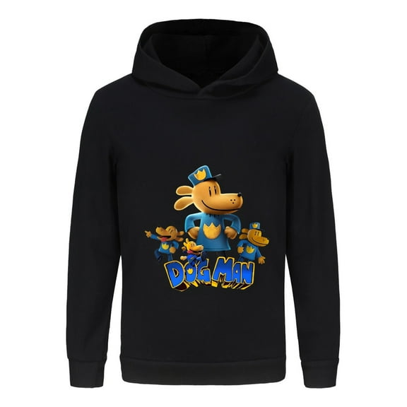 Dog Man Character Lineup Pose Kids Hoodie – Comic Series Graphic Shirt for Boys & Girls