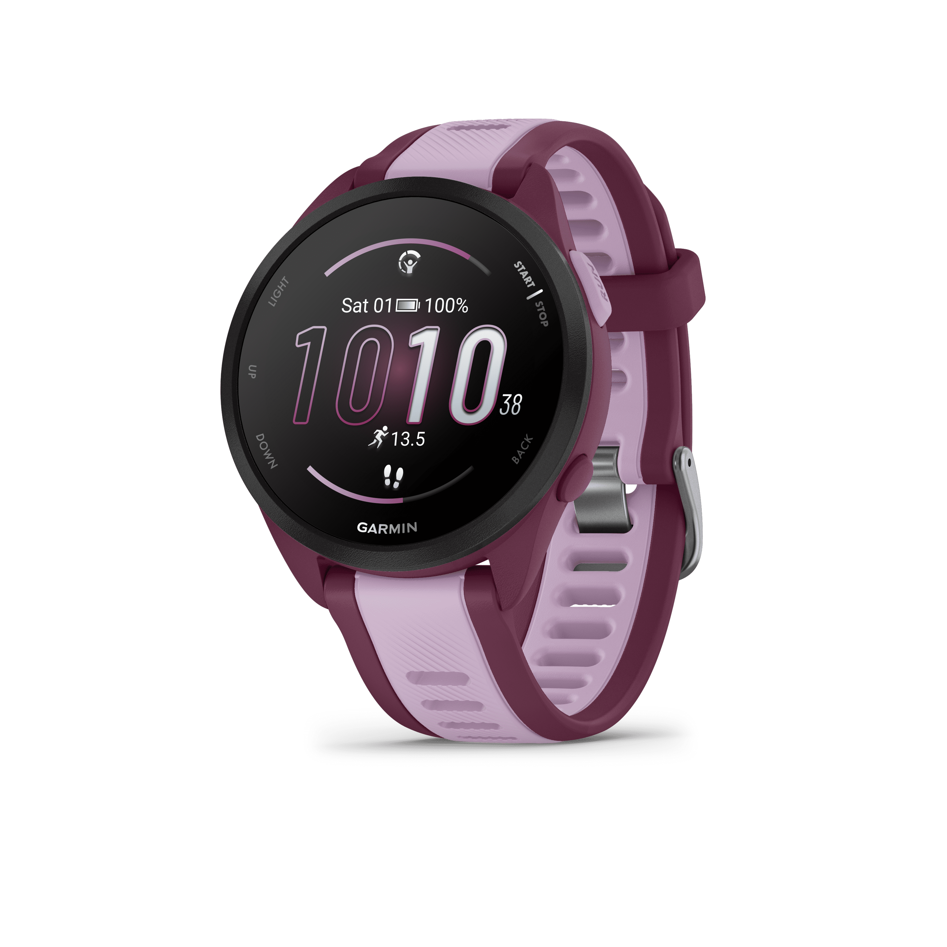 Garmin Forerunner 165 Music GPS Running Smartwatch, Berry and Lilac Bundle