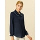 thumbnail image 4 of Blusa De Manga Larga Con Cuello Peter Pan Y Volantes Para Mujer Azul marino S, 4 of 6