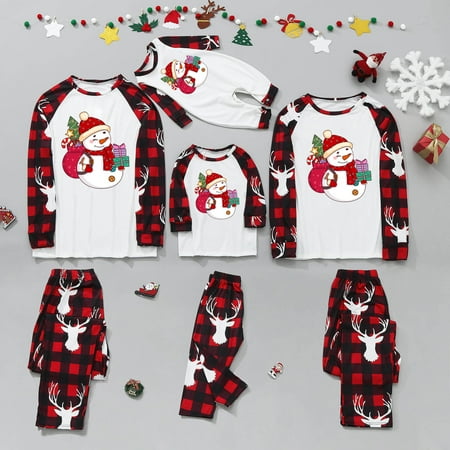 

ZCFZJW Discount Matching Christmas Onesies In Clothing Cute Xmas Snowman with Gift Box Printed Long Sleeve Tops and Pants Two Piece Soft Cotton Holiday Sleepwear Outfit Set(Baby-24M)