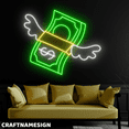 thumbnail image 2 of Craftnamesign Money With Wings Neon Sign, Dollars Wall Art, Wine Bar Pub Wall Decor, 2 of 4
