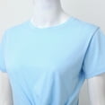 thumbnail image 5 of YOTMKGDO Crop Tops for Women, Summer Outfits for Women, Womens Casual Short Sleeve Tie Front Top Round Neck Summer Solid Color Crop Top T Shirt, Short Sleeve Shirts for Women, Blue, S, 5 of 6