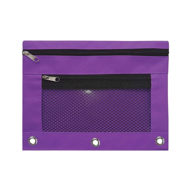 Large Capacity Zipper Pencil Case with 3-Ring Binder Compatibility and Transparent PVC Window