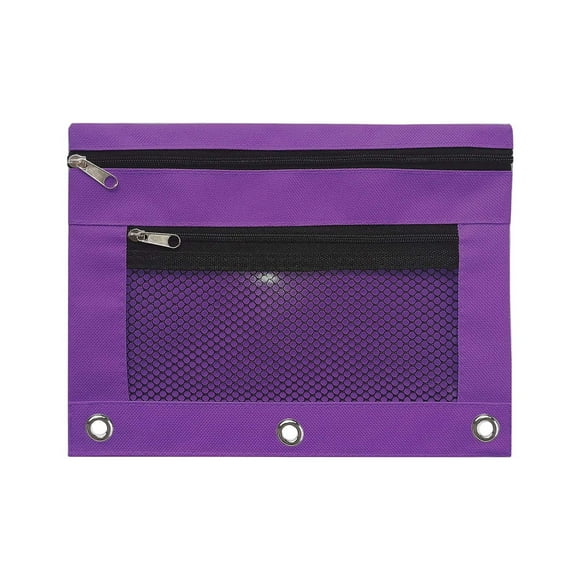 Large Capacity Zipper Pencil Case with 3-Ring Binder Compatibility and Transparent PVC Window
