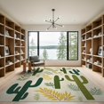 thumbnail image 2 of ODIKA Botanical Abstract Contemporary Grid Forest Sunset Monstera Round Low Profile Flatwoven for Great Room, Indoor Open Concept, Large Living, 2 of 7