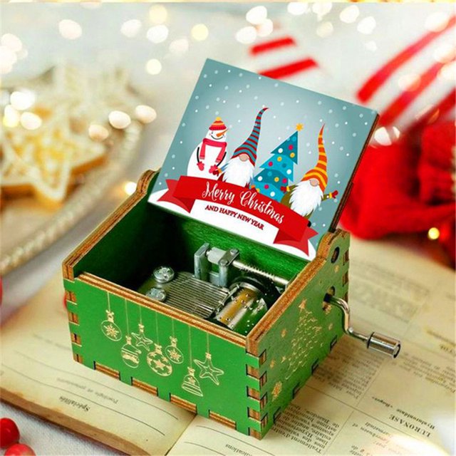 Delightful Wooden Antique Carved Hand Cranked Music Box - Perfect Christmas Gift for Kids, Mom, Dad, Friends & More!