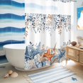thumbnail image 5 of No Hook Shower Curtain, Blue Coastal Shower Curtains for Bathroom with See Through Top Window, Summer Beach Starfish Weeping Eucalyptus Waterproof & Washable Bath Curtain 60"x72", 5 of 9