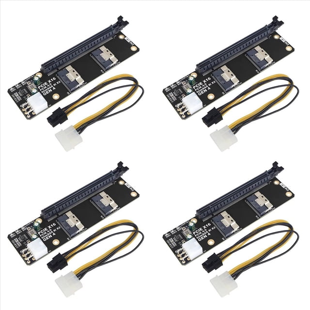 4X Tarjeta Adaptadora de Ranura SlimSAS 8i X2 de 2 Puertos A PCIe 4.0 X16 SFF8654 Tarjeta Elevadora GEN4 para Tarjeta de Video Gráfica de Red GPU de 6 Pines