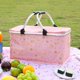 thumbnail image 4 of Cesta de picnic plegable con aislamiento, bolsa térmica plegable, cesta de comestibles portátil para acampar de 22 l con asas de aluminio (rosa), 4 of 5