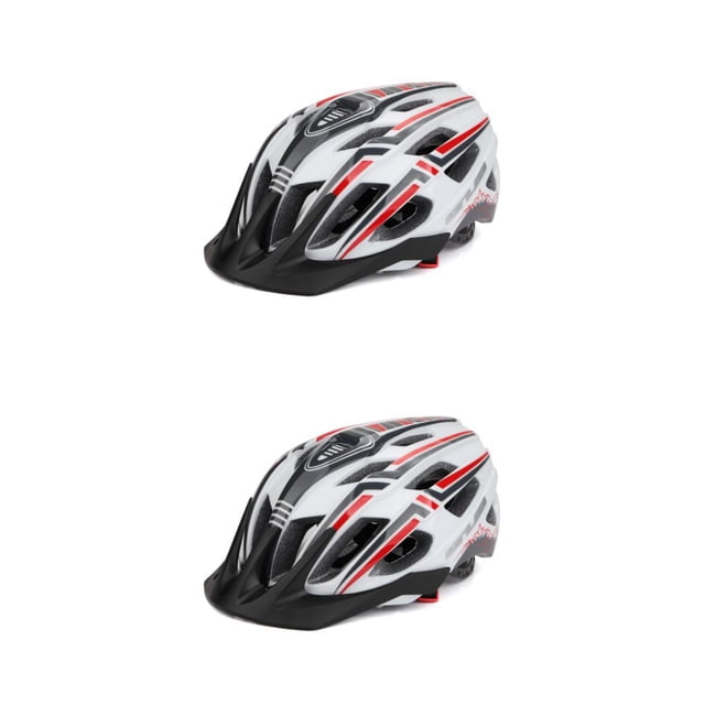 Langgg Bike Helmet Taillight Riding Hat Integrally-molded Man Lady Adjustable Cap Rear Light for Motorbike Sport White Red 2Set