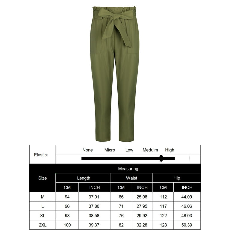 High-Waisted Belted Paper Bag Pants for Women Business Casual Trousers with  Pockets 