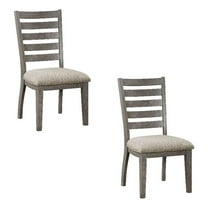 Trea 23 Inch Side Dining Chairs Set of 2- Ladder Back- Cushioned Seat