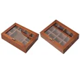 thumbnail image 3 of Wooden Watch Display Box with Transparent Lid Vintage Rings Earrings Showcase Multifunctional Portable Stackable Women Suppiles (9 grids), 3 of 6
