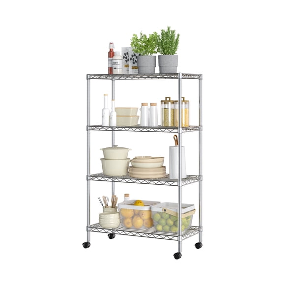 4-Tier Steel Wire Shelving with Caster 30"W x 14"D x 48"H
