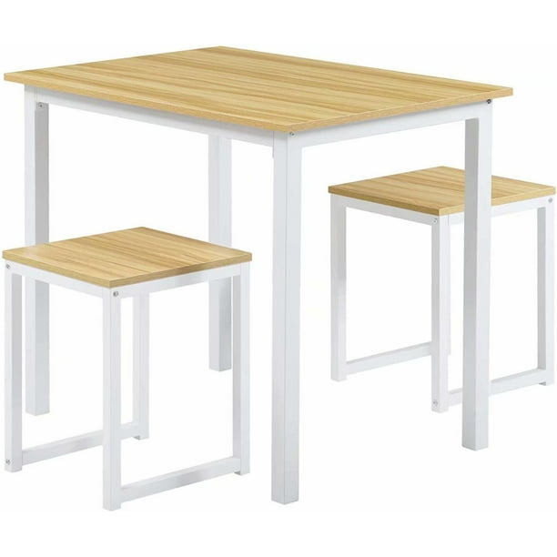 Homury modern wood 3 piece dining set studio collection soho dining table with two stools home kitchen breakfast table deals