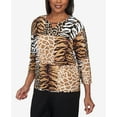 thumbnail image 6 of Alfred Dunner Womens Petite Split Neck Animal Patch Top, 6 of 6