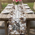 thumbnail image 4 of Grey Rabbits Table Runner - 36 Inch Long Pine Cones Brown Plants Grey Checkered Farmhouse Cotton and Linen Blended Dress Scarves Farmhouse Table Runner for Kitchen Dining, Coffee Table, 13" x 36", 4 of 8