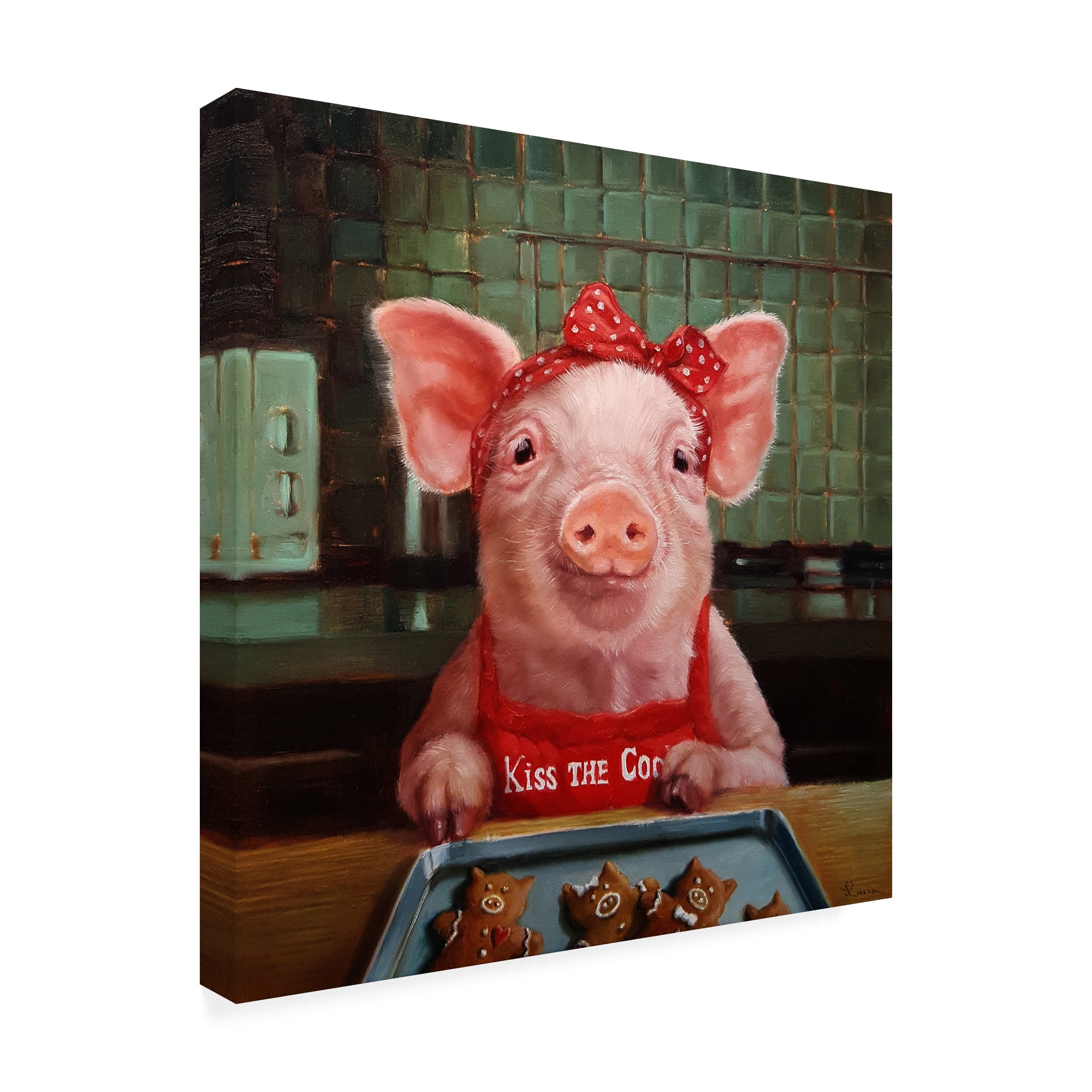 Trademark Fine Art 'Gingerbread Pigs' Canvas Art by Lucia Hefferna