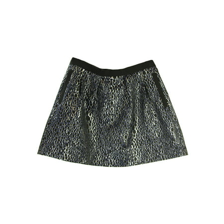 French Connection - French Connection Black Printed Metallic Skirt ...
