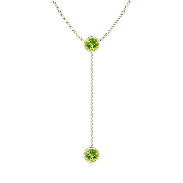 Angara Collier Péridot Naturel - Collier Style Lariat Péridot Rond 1.9 ct en Or Jaune 14K pour Femmes