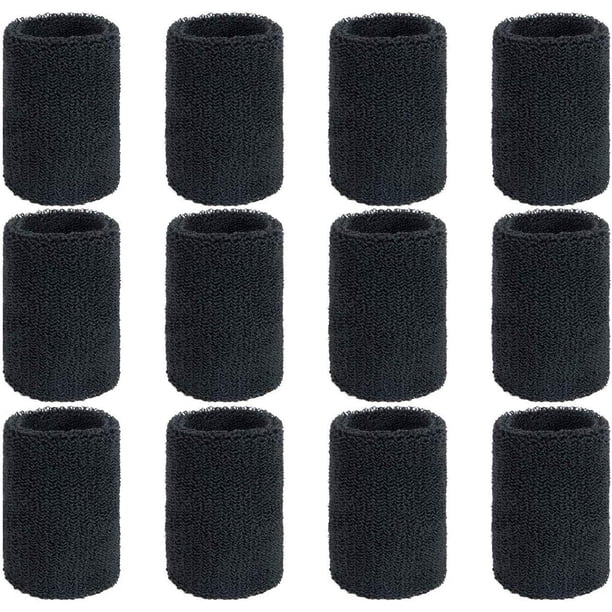 Muñequeras Muñequeras, 6 Pares Muñequera Absorbente Muñequera Deportiva De Algodón Muñequera De Esponja para Uomini Donne Bádminton Tenis Fútbol Baloncesto Correr Gimnasio Fitness 8 * 8 Cm Negro