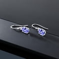 thumbnail image 5 of Gem Stone King 10K White Gold Blue Tanzanite and White Topaz Dangle Earrings for Women (2.48 Cttw, Gemstone Birthstone, Oval 8x6mm), 5 of 5