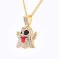 thumbnail image 2 of Hip Hop Iced Ghost Emoji 14K Gold / Silver Plated Pendant 20" Cuban Chain Necklace CP 1738 G, 2 of 4