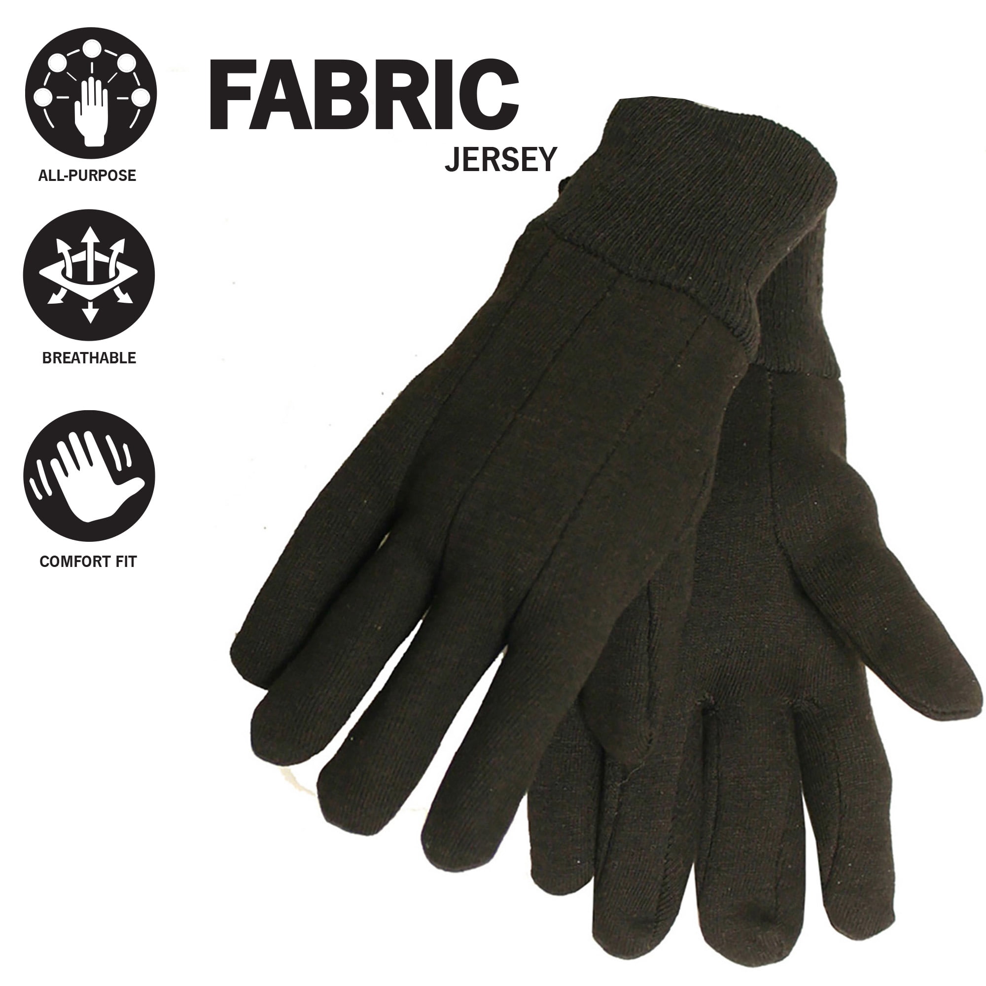 Big Time Products 92273-23 True Grip Cotton Jersey Work Gloves, Brown, Men's,  Large, 3-Pk.