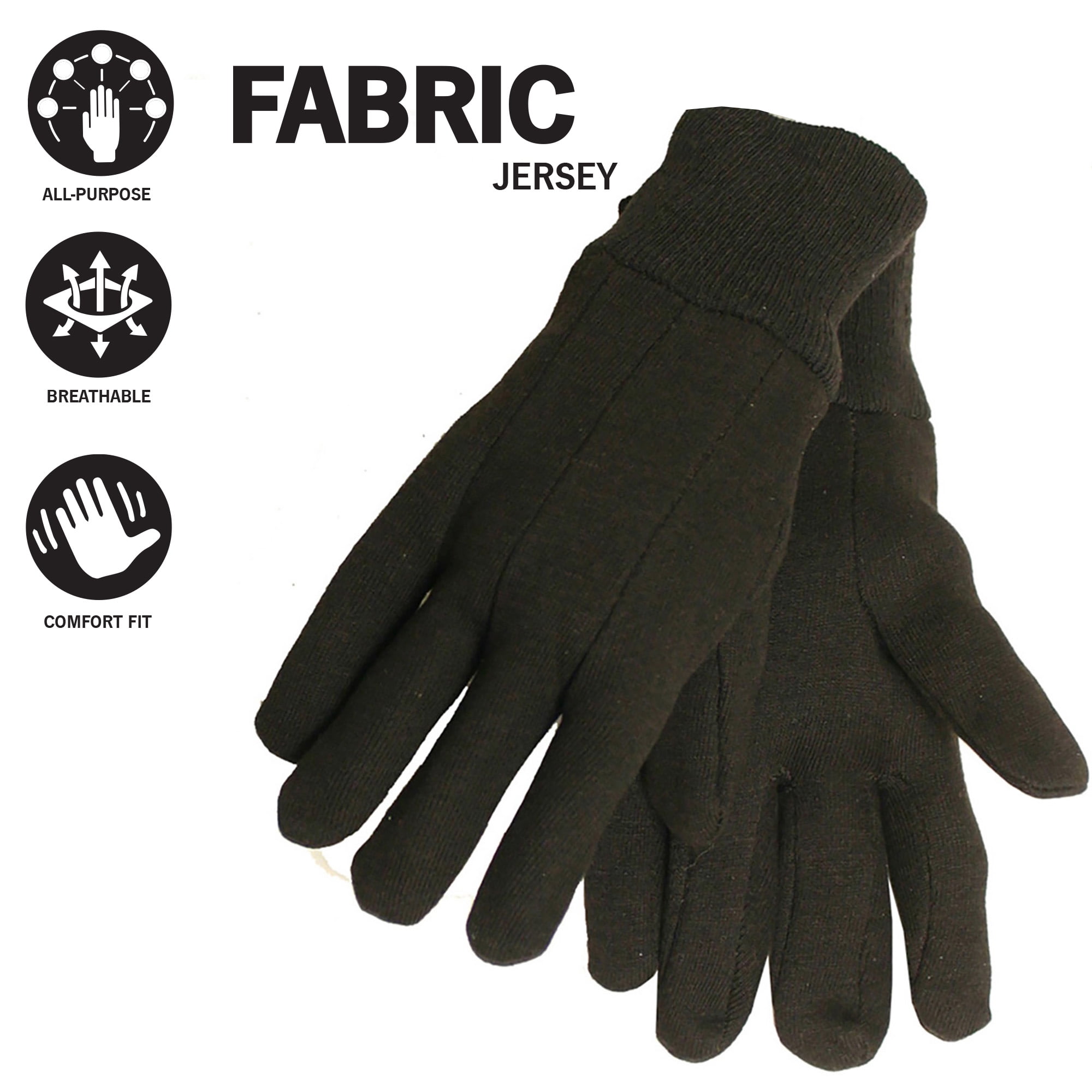 Expert Gardener Men's Brown Jersey 3 Pack of Gloves, Large