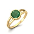 thumbnail image 2 of 0.75 Cts Forme Ronde Émeraude Solitaire 925 Argent Sterling Or Vermeil Split Jarret Femmes Bagues de Mariage, 2 of 3