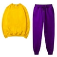 thumbnail image 1 of Women's Solid Round Neck Pullover Casual Sports Pants Sports Set, 1 of 5